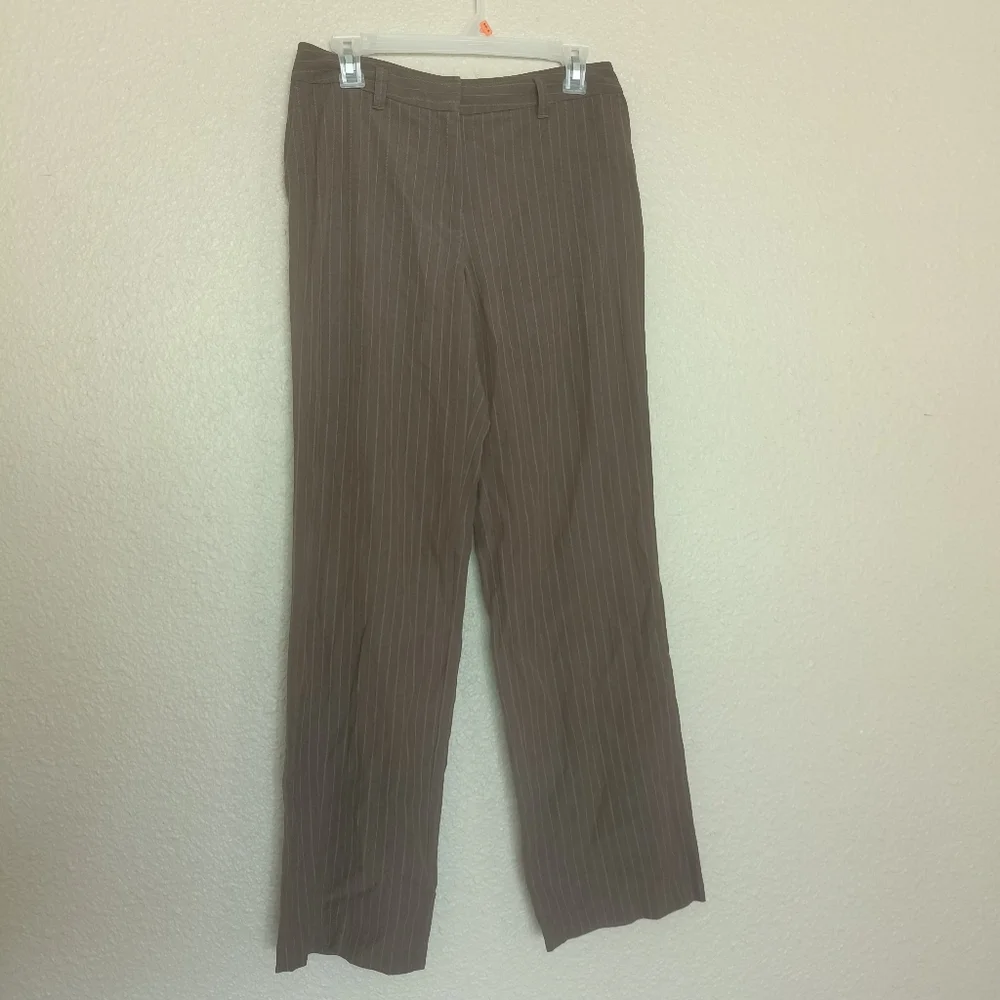 J.Jill women's dress pants size 6 brown with stripes straight legs pockets offic